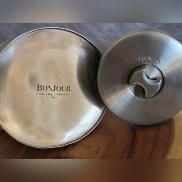 Bonjour Stainless Coffee French Press/Creamer RARE Steampunk Modern Retro - Picture 16 of 16